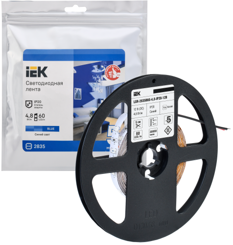 Лента светодиодная 5м LSR-2835B60-4,8-IP20-12В | код LSR1-7-060-20-3-05 | IEK фото 2