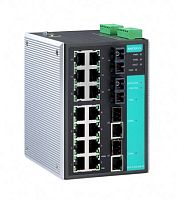 Коммутатор EDS-518A-SS-SC-T Ethernet switch, 2 x Giga, 14 10/100 BaseTx, 2 single mode 100Fx with VALN,IGMP Snooping and QoS,t:- | код 00-06016671 | MOXA