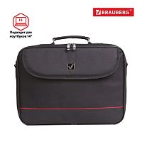 Сумка деловая BRAUBERG с отделением для ноутбука 14 , Profi , откидная крышка, черная, 37х28х7 см | код 240440 | BRAUBERG