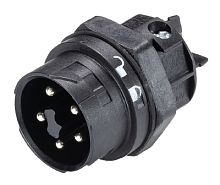 Вилочный разъем в панель М20, IP68(69k), 5 полюсов, цвет: черный, номинальные характеристики: 250/400V+PE 16A, серия gesis RST MINI | код 46.052.5053.1 | Wieland