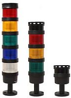 Светосигнальная колонна d=70мм, светодиод, стойка 55мм, основание d=70мм, постоянное свечение, с зуммером, цвет: красный, красный, 24VDC, IP65, кабель 0,5м | код TL70B-024-RR-55 | INNOCONT