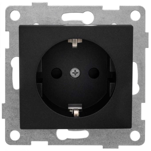 Розетка 1-м СП Bravo 16А 250В с заземл. защ. шторки механизм графит | код С10Р4-010 | GUSI