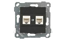 Rita - Розетка 2хRJ-45 кат. 5e UTP, черный мат | код 2200-138-0184 | Mutlusan