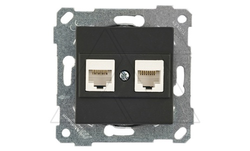 Rita - Розетка 2хRJ-45 кат. 5e UTP, черный мат | код 2200-138-0184 | Mutlusan