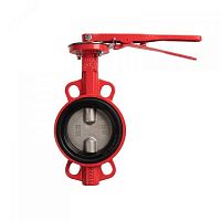 Затвор дисковый поворотный межфланцевый DN 100 PN 16 тип 017W диск чугун, с рукояткой для систем пожаротушения | код CMFC17K0100R | DENDOR