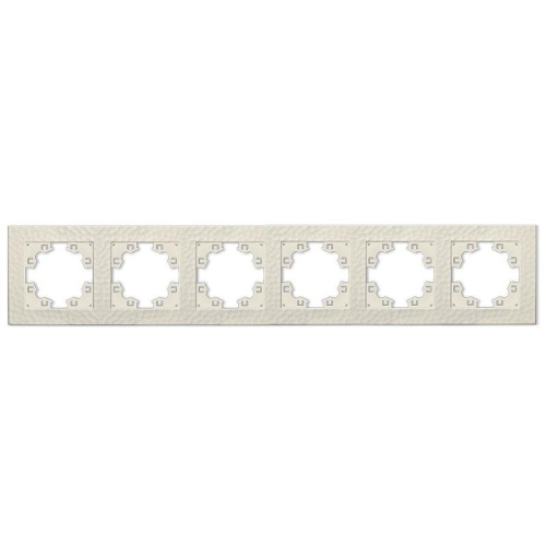 Рамка фактурная 6 постов универсальная UNIVersal Афина слоновая кость (ivory) (еврослот) | код A11043-I | Universal