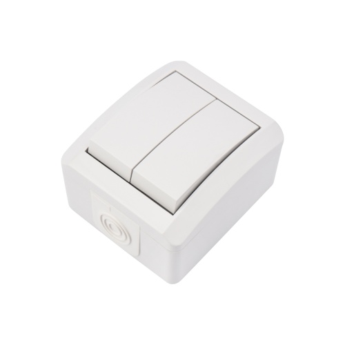 Выключатель двухклавишный INDUSTRIAL IP54, о/у, белый KRANZ | код KR-78-0832 | KRANZ