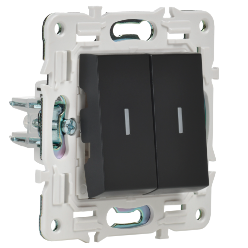 SKANDY Выключатель 2-клавишный проходной с индикацией 10А SK-V10Bl черный IEKновинка | код SK-V22-1-10-K02 | IEK фото 4