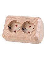 Розетка угловая двойная 2П+3 открытой установки с з/ш IP20 250В 16А сосна Ладога TDM | код SQ1801-0443 | TDM