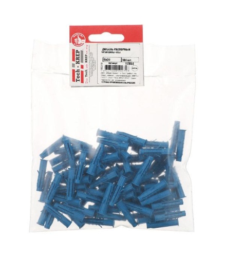 Дюбель четырехраспорный (универсальный) Чапай 6х30 шипы+усы (полипропилен) (уп.100шт) | код 117854 | Tech-KREP