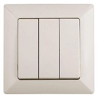 Выключатель Intro Solo 4-106-02 трехклавишный 10А-250В, IP20, СУ, слоновая кость | код Б0053602 | ЭРА