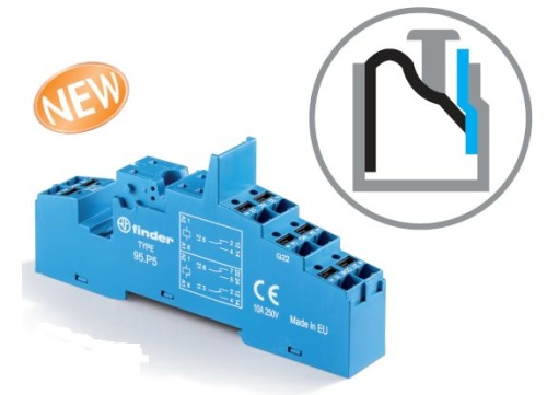 Розетка с безвинтовыми клеммами Push-in для реле 40.31, применяются модули 99.02, 86.30, в комплекте пластиковая клипса 095.01, версия: синий цвет | код 95P3SPA | FINDER