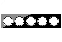 Рамка горизонтальная стеклянная на 5 приборов, цвет чёрный | код 2234943 | OneKeyElectro