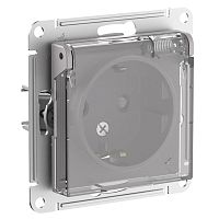 Розетка AtlasDesign Aqua 16А IP44 с заземл. со шт. с прозр. крышк. механизм алюм. | код. ATN440346 | Systeme Electric