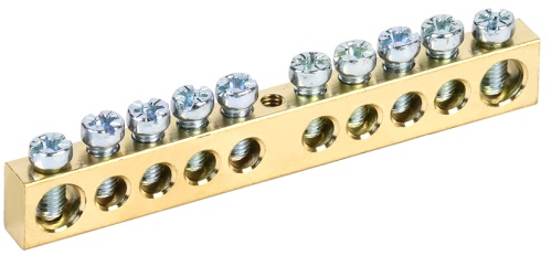 Шина PEN "земля-ноль" 8х12мм 10/1 (10групп/крепеж по центру) | код YNN20-10-100 | IEK Шина PEN "земля-ноль" 8х12мм 10/1 (10групп/крепеж по центру) | код YNN20-10-100 | IEK