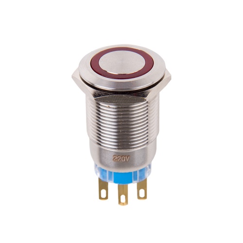 Кнопка антивандальная 19 12В Б/Фикс (5с) OFF-(ON) / ON-(OFF) красная REXANT | код 36-3430 | REXANT