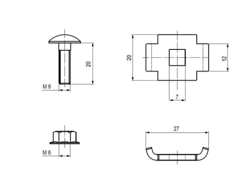 Винтовой соединительный комплект двойной 6x20 (Винт М6+гайка) (50 шт) INOX EKF | код vckd6x20-INOX | EKF фото 3 Винтовой соединительный комплект двойной 6x20 (Винт М6+гайка) (50 шт) INOX EKF | код vckd6x20-INOX | EKF фото 3