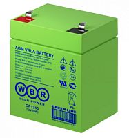 WBR GP1245 (12V16W) Аккумуляторная батарея для ИБП, напряжение: 12В, ёмкость: 4,5Ач, клеммы типа: F1, Размеры ВШГ: 107x70x90мм, вес: 1,6кг. Срок службы: 8 лет. | код WBR GP1245 (12V16W) | WBR
