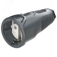 Розетка каб 16A/250V/2P+E/IP20 корпус темносерый, маркер черный | код 2510-as | PCE