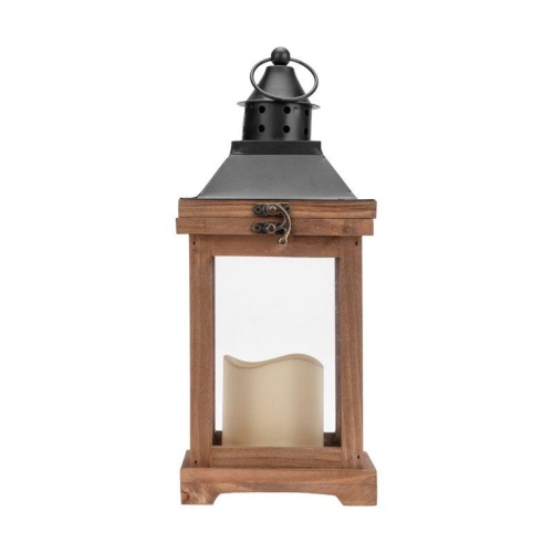 Декоративный фонарь со свечкой корпус из дерева размер 14х14х35cм цвет теплый белый | код 513-075 | Neon-Night фото 8