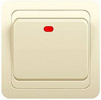 Выключатель одноклавишный, скрытый, бежевый, с индикацией 10А, 2121 | код 1156499 | Powerman