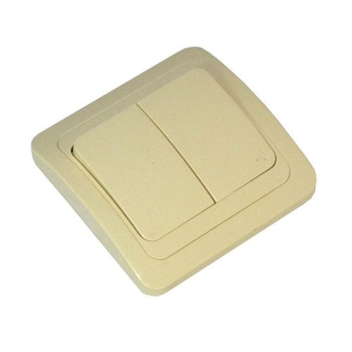 CLASSIC Выключатель двухклавишный скрытый бежевый 10А (2023) | код 1156495 | Powerman