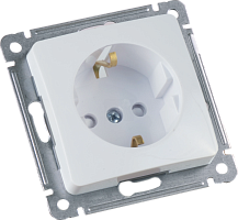 MASTER Розетка одноместная с заземляющим контактом, со шторками, скрытой установки, в рамку, белый | код РС16-412 | HEGEL