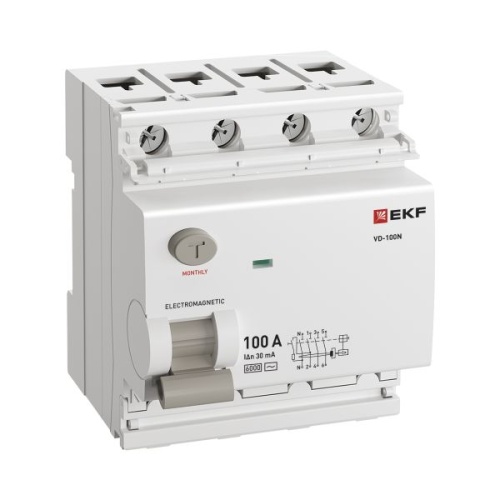 Выключатель дифференциального тока ВД-100N 4P 100А 30мА тип AC эл-мех 6кА PROXIMA EKF | код E1046M10030 | EKF фото 4