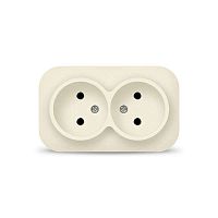 Розетка двухместная серия IONICH, б/з, о/у, 16А, 220В, слоновая кость (ivory) | код 1427 | Universal