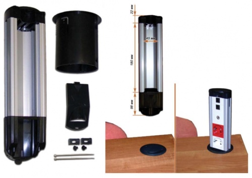 Миниколонна в стол на 4 модуля Mosaic 45x45 | код LAN-WA-MCTA-F45/4 | LANMASTER