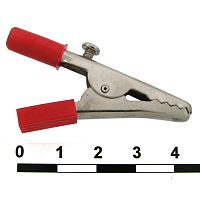 Зажим-крокодил RUICHI 8-0030 под винт/гнездо 4 мм, 15 мм, 10 А, красный | код 70092 | Ruichi