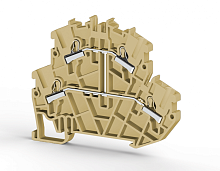 307 230, Клеммник пруж.быстрозажимной (Push in) 2-х ярусный, 2,5мм.кв., с внутр.перемычкой, (бежевый), PYK2,5-2FK | код 0.0.0.3.07230 | KLEMSAN