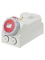 Розетка настенная, с выключателем и блокировкой IP67 63А 3Р+РЕ+N 380В TDM | код SQ0611-0070 | TDM