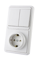 Блок комбинированный БКВР 2-х кл. выкл + розетка 2П+З с з/ш TDM | код SQ1813-0002 | TDM