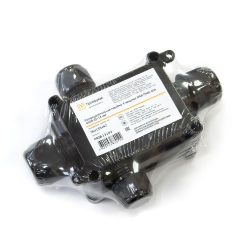 Коробка распределительная 4-вводная IP68 ПА66 40А 450В d5-14 мм 135х96х42 черная | код PR08.13149 | Промрукав фото 3