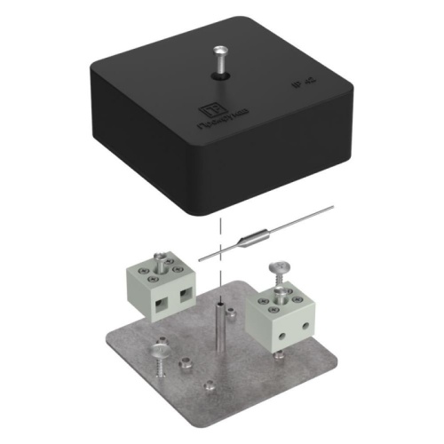 Коробка огнестойкая для кабель-канала 40-0450-FR6.0-4-П Е15-Е120 с термопредохранителем RAL9005 75х75х30 (87 шт/кор) Промрукав | код 40-0450-9005-FR6.0-4-П | ПРОМРУКАВ