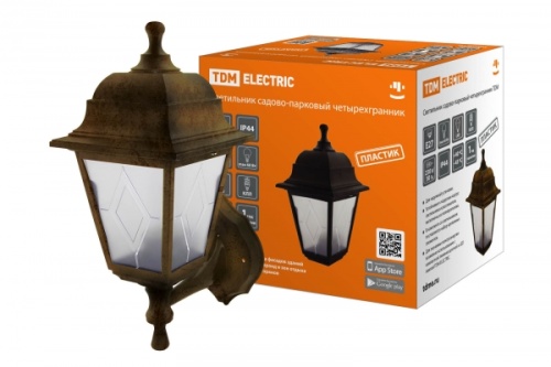 Светильник садово-парковый НБУ 04-60-001 четырехгр., настенный, пластик, расс.пластик, бронза TDM | код SQ0330-0774 | TDM