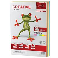 Бумага цветная CREATIVE color, А4, 80 г/м2, 250 л., (5 цветов х 50 л.), микс медиум, БОpr-250r | код 110512 | CREATIVE