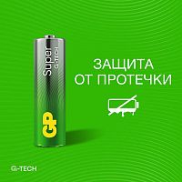Батарейка алкалиновая GP Super Alkaline G-Tech 15А АA - 4 шт. в пленке | код 1211 | GP