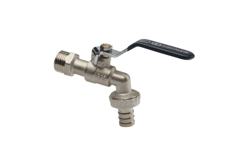 Кран водоразборный со штуцером 1/2' НР ручка никелированный (1323) | код 01323 | AQUALINK