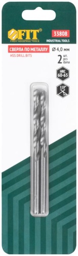 Сверла по металлу HSS полированные в блистере 4.0 мм (2 шт) | код 33808 | FIT фото 3