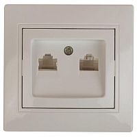 Розетка информационная 2xRJ45, СУ, Plano, сл.кость 1-304-02 Intro | код Б0043242 | ЭРА