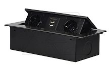 Блок розеточный встраиваемый 2хUSB 5V 2,1A + 2x2P+E со шторками, без кабеля, 3600вт, закругленный край 2мм, графит | код OR-AE-13109-GR | ORNO