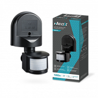 Датчик движения инфракрасный ДД 08Ч 1200Вт 180 гр.12м IP44 черный NEOX | код 4690612053332 | NEOX