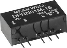 Источник питания DC-DC, 1Вт, вход 45.6…52.8В, стабил. выход ±12В/±42мА, изоляция 1500В DC, SIP6, 19.6х7.1х10.14мм, -40С…+90С | код DPRN01O-12 | MeanWell
