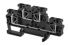 Клемма проходная пружинная 4 мм2,двухуровневая, на 2 подключения, черная SQ4-2T-BLACK | код 2103020005 | Elmex