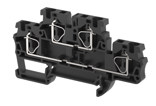 Клемма проходная пружинная 4 мм2,двухуровневая, на 2 подключения, черная SQ4-2T-BLACK | код 2103020005 | Elmex