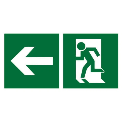 Знак безопасности ''Напр. к эвакуационному выходу налево'' | код BL-3517.E32 | Белый свет