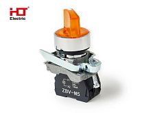 Переключатель XB4-BК3565 на 3 положения желтый с подсветкой с фиксацией 1NO+1NC, 24V AC/DC, IP65 HLT | код 085-14-242 | HLT