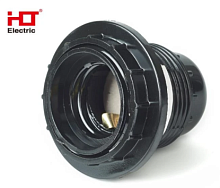 Патрон карболитовый с кольцом, Е27, черный (50 шт), стикер на изделии HLT | код 085-10-010 | HLT